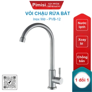 Vòi chậu rửa bát inox mờ Pimisi PVB-12 nước lạnh