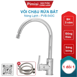Vòi chậu rửa bát nóng lạnh Pimisi PVB-543C đồng thau