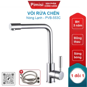 Vòi rửa chén nóng lạnh Pimisi PVB-553C bóng dễ vệ sinh