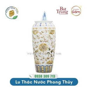 Lu nước phong thủy họa tiết hoa văn màu Xanh - Vàng Nhạt