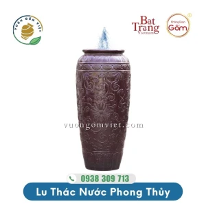 Lu nước phong thủy họa tiết hoa văn men màu Tím