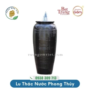 Lu nước phong thủy họa tiết vân kẻ ngang men Màu Đen