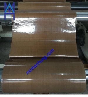 Vải chịu nhiệt Teflon màu nâu 2 mặt bóng ( vải PTFE màu nâu 2 mặt bóng )