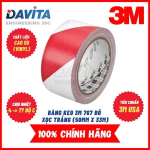 Băng keo dán nền cảnh báo 3M 767 50mm x 33m (Đỏ sọc trắng)