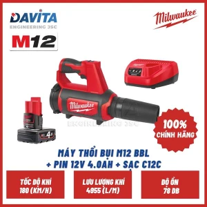 Máy thổi bụi, thổi lá M12 BBL Pin 12V 4.0Ah Sạc C12C