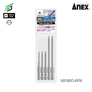 Vỉ 5 mũi vít 1 đầu chuôi ngắn Anex AHMD5-01W Nhật Bản