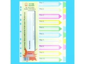 Bìa phân trang giấy 10 màu