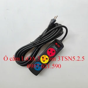 Ổ Cắm LiOA 3 Lỗ 5M 3TSN5.2.5 3 Ổ Ø4 3 Chấu Thế Hệ Mới
