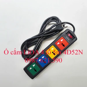 Ổ Cắm LiOA 4 Lỗ 5M 4D52N 3 Chấu Đa Năng 10A 2200W