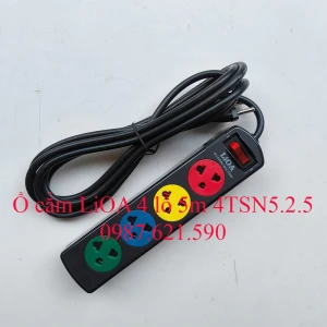 Ổ Cắm LiOA 4 Lỗ 5M 4TSN5.2.5 3 Chấu Đa Năng 5A 1100W