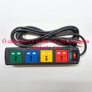 Ổ Cắm LiOA 4D33N 4 Lỗ 3 Chấu Đa Năng Dài 3M Có Tiếp Địa