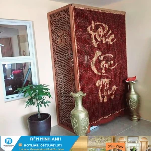 Mành Hạt Gỗ Hương Mẫu Chữ Phúc Lộc Thọ H PLT04