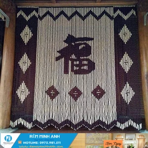 Rèm Hạt Gỗ Bồ Đề Mẫu Chữ Phúc Kiểu Chữ Nho CPN 06