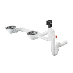 Bộ xả chậu rửa chén đôi 1 lỗ thoát tràn D17-10 Hansgrohe 43928000