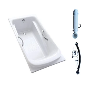 Bồn tắm TOTO PPY1560HPE P TVBF412 DB505R-2B ngọc trai 1m5 tay vịn gồm bộ xả thải