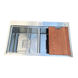 Chậu rửa chén 2 hố kèm rổ inox HITA HDS8248 82x48cm