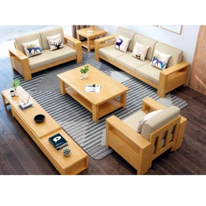 Bàn Ghế Sofa Gỗ Phòng Khách Hiện Đại 6 Món Gỗ Sồi Nga Đẹp Tinh Tế