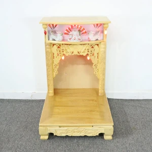 Bàn Thờ Thần Tài Giá Rẻ Có Đèn Gỗ Sồi Chạm Chữ Hán