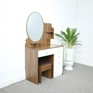 Bàn Trang Điểm Gỗ MDF Melamine Màu Óc Chó Phối Trắng Đẹp Hiện Đại