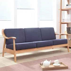 Bộ Ghế Sofa Gỗ Sồi Tự Nhiên Phòng Khách Có Nệm Bọc Nỉ Hiện Đại