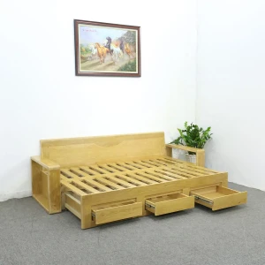 Ghế Sofa Gỗ Kéo Ra Thành Giường Gỗ Sồi Nga Tự Nhiên Có Hộc Kéo Đẹp Giá Rẻ
