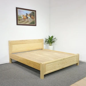 Giường Gỗ Sồi Nga 1M8X2M Màu Tự Nhiên Giá Rẻ