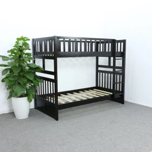 Giường Ngủ 2 Tầng Trẻ Em Gỗ Thông Lắp Ghép Nhập Khẩu Màu Đen Đẹp Giá Rẻ