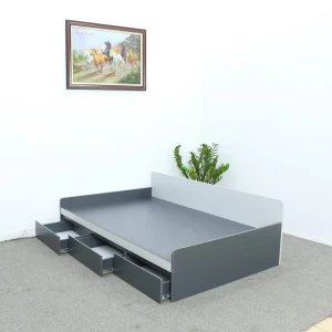 Giường Ngủ Mini 3 Hộc Kéo Tiện Lợi Gỗ MDF Màu Xanh Đen Phối Trắng Đẹp