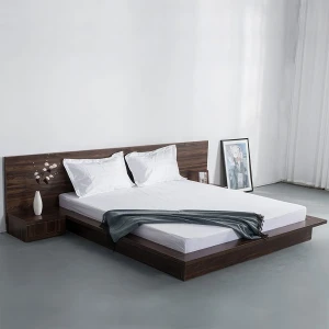 Giường Thấp Kiểu Nhật Giá Rẻ Gỗ MDF Melamine Màu Óc Chó Sang Trọng Đẹp