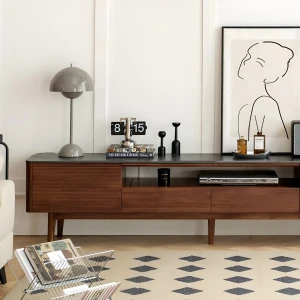 Kệ Tivi Bằng Gỗ Tự Nhiên Thiết Kế Chân Cao Hiện Đại