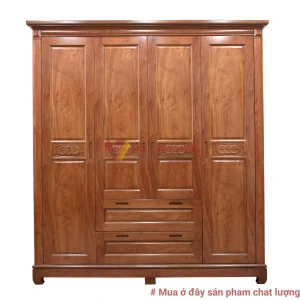 Mẫu Tủ Quần Áo 3 Buồng Gỗ Hương Đá Cao Cấp Giá Rẻ