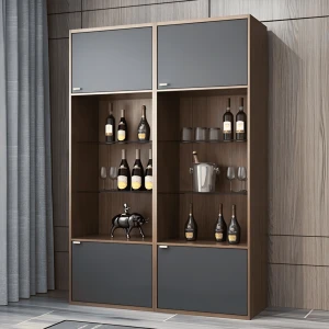 Mẫu Tủ Rượu Phòng Khách Gỗ MDF Phủ Melamine Màu Óc Chó Hiện Đại