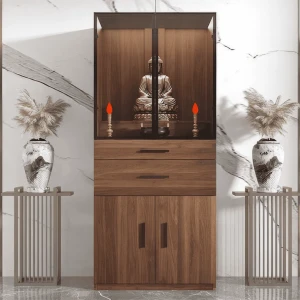 Mẫu Tủ Thờ Hiện Đại Gỗ MDF Cánh Kính Cường Lực Cao Cấp