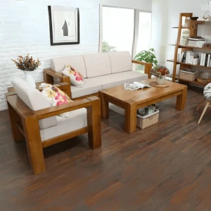 Sofa Gỗ Sồi Nga Hiện Đại Màu Nâu Hạt Dẻ Kiểu Văng Bọc Nỉ Giá Tốt