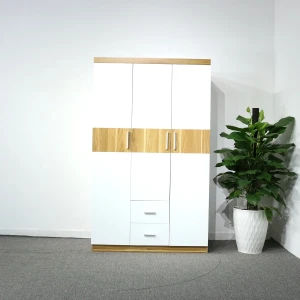Tủ 3 Cánh Cửa Mở 1m2x2m Gỗ MDF Màu Sọc Vàng Cánh Trắng Rẻ Đẹp