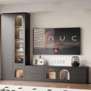 Tủ Để Tivi Phòng Khách Bằng Gỗ Công Nghiệp Kết Hợp Cánh Kính Cao Cấp