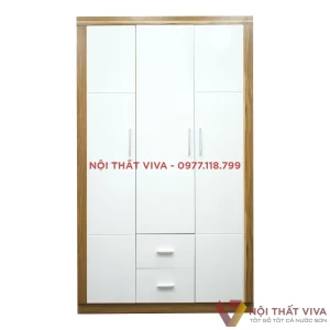 Tủ Gỗ MDF 3 Cánh Phủ Melamine Sơn Trắng Cao Cấp