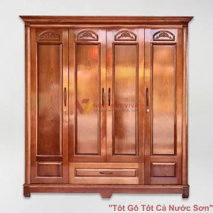 Tủ Gỗ Xoan Đào 4 Cánh Đựng Quần Áo Hiện Đại Giá Rẻ