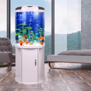 Tủ Hồ Cá Thiết Kế Hình Tròn Nhỏ Gọn Gỗ Công Nghiệp MDF Hiện Đại