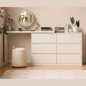 Tủ Ngăn Kéo Gỗ Đựng Quần Áo Kết Hợp Bàn Trang Điểm Góc L Hiện Đại Đẹp