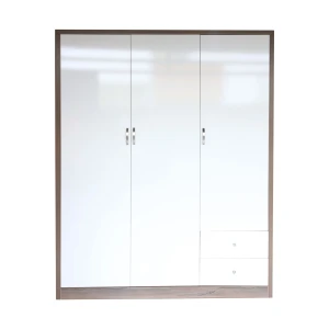 Tủ Quần Áo Gỗ Công Nghiệp Cao Cấp MDF Phủ Melamine Màu Xám Cánh Trắng