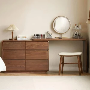 Tủ Quần Áo Mini Gỗ Sồi Tự Nhiên Kết Hợp Bàn Trang Điểm Đa Năng Hiện Đại