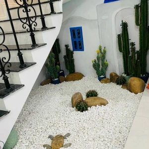 Tiểu Cảnh Dưới Cầu Thang Nhà Ống Dùng Sỏi Cuội