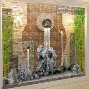 Tiểu Cảnh Thác Nước Trên Tường Nhà Phố