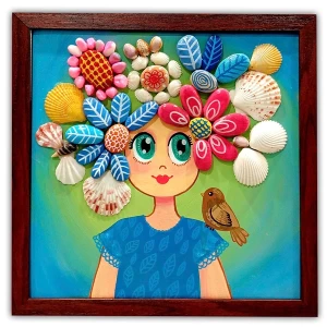 Tranh Sỏi Arcylic - Cô Bé Và Sẻ Nâu - ADC146