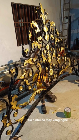 0.2 Kg - Sơn nhũ ca may vàng nghệ sơn cổng sắt CNC đẹp