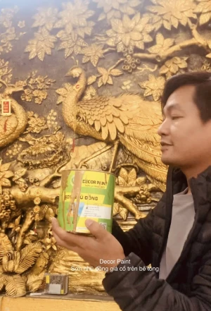 1.0 Kg - Sơn nhũ đồng vàng sơn giả cổ phù điêu bê tông