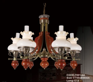 Đèn Chùm gỗ chao đèn dầu C7001-6