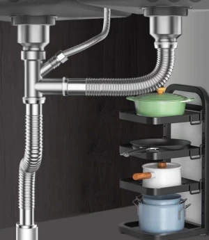 Bộ xiphong thoát nước chậu rửa bát bằng inox 304 chịu nước nóng chống chuột cắn