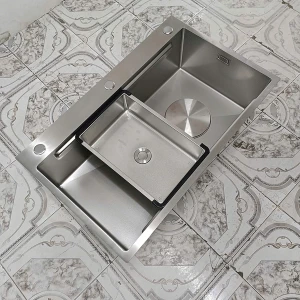 Chậu rửa bát 1 hố inox 304 kết hợp vân đá độc đáo thương hiệu GRÜNDER kích thước 78x48cm